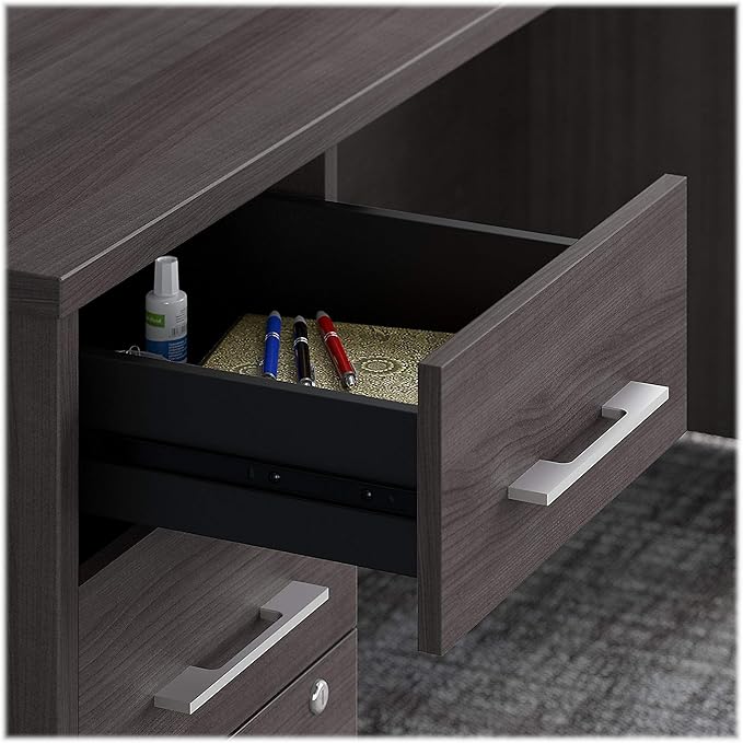 Bush Business Furniture Office 500 U Shaped Executive Desk with Drawers and Hutch, 72W, Storm Gray