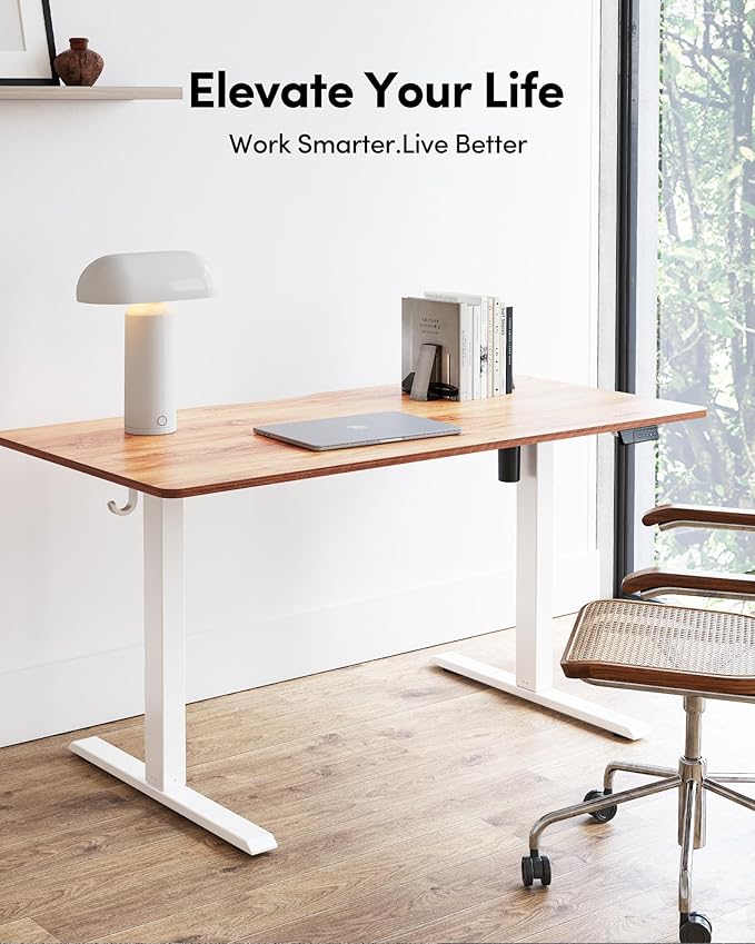 FEZIBO Electric Standing Desk Adjustable Height, 55 x 24 Inch Sit and Stand Desk, Home Office Desk, Ergonomic Workstation Computer Desk, Rustic Brown