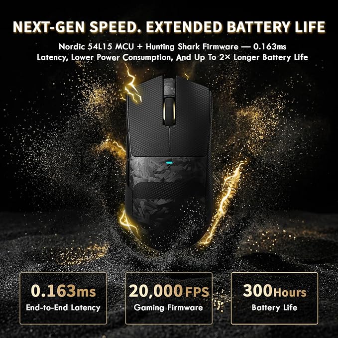 ATTACK SHARK X11 Ultra Carbon Fiber Wireless Gaming Mouse,8K Polling, PAW3950MAX Gaming Sensor,63g Ultra-Lightweight,Nordic 54L15 MCU Chip,Wired/BT/2.4Ghz with RGB Coiled Cable-Black&Griptape