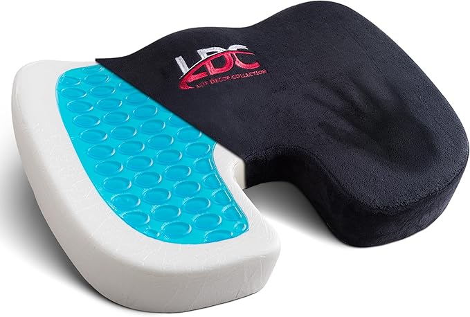 LDC Premium Gel Memory Foam Seat Cushion for Car Driving – Relieves Back & Sciatica Pain – Pressure Relief for Long Sitting Office Chair, Wheelchair, Gaming Chair