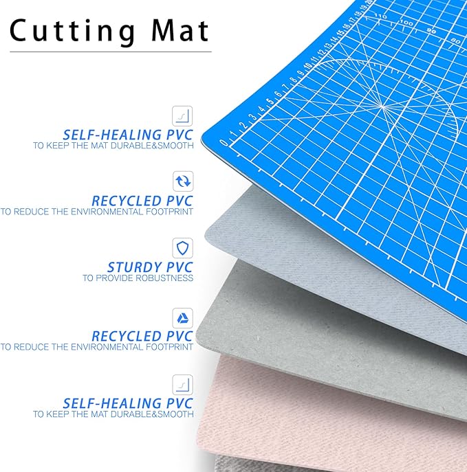 DIYSELF Cutting Mat 12in×18in, Cutting Mats for Crafts, Self Healing Cutting Mat A3, Fabric Cutting Mats Double Side for Sewing, Quilting, Craft Mat for Desktop, Matting & Mounting Materials