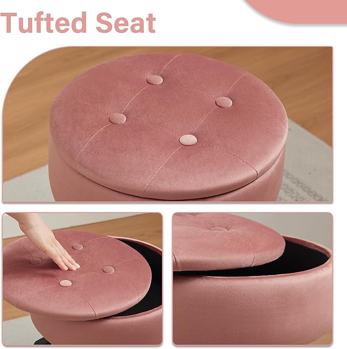 Gitrah Vanity Chair with Wheels Adjustable Vanity Stool with Storage Swivel Vanity Stool for Vanity Rolling Makeup Chair Pink