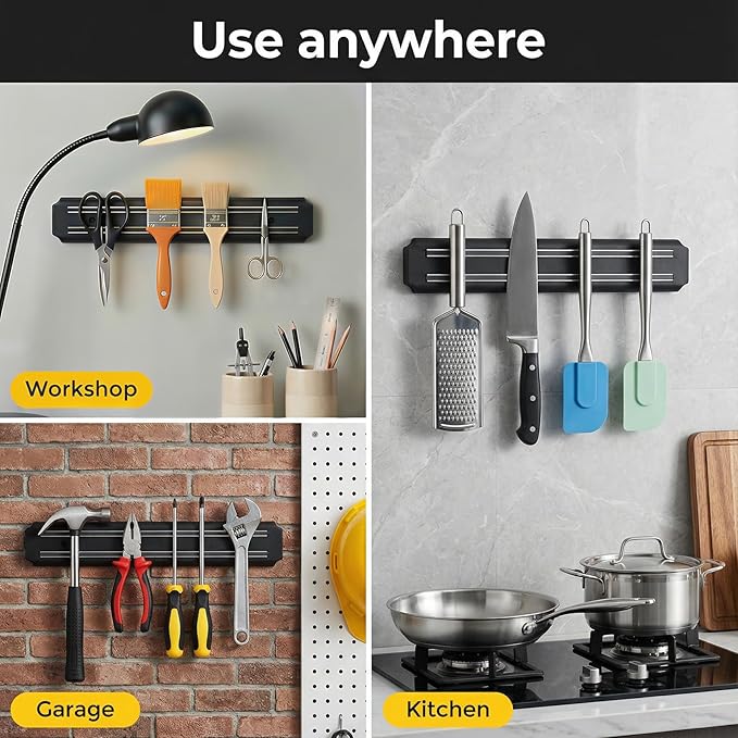  Magnetic Knife Holder,15 Inch Magnetic Knife Storage Strip,Knife Bar Block Magnet,Kitchen Utensil Holder,Tool Holder,Multipurpose Magnetic Knife Rack