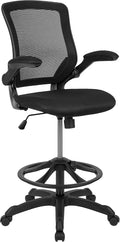 Flash Furniture Kale Mid-Back Swivel Office Chair with Adjustable Foot Ring, Lumbar Support, and Seat Height, Ergonomic Mesh Executive Chair, Black