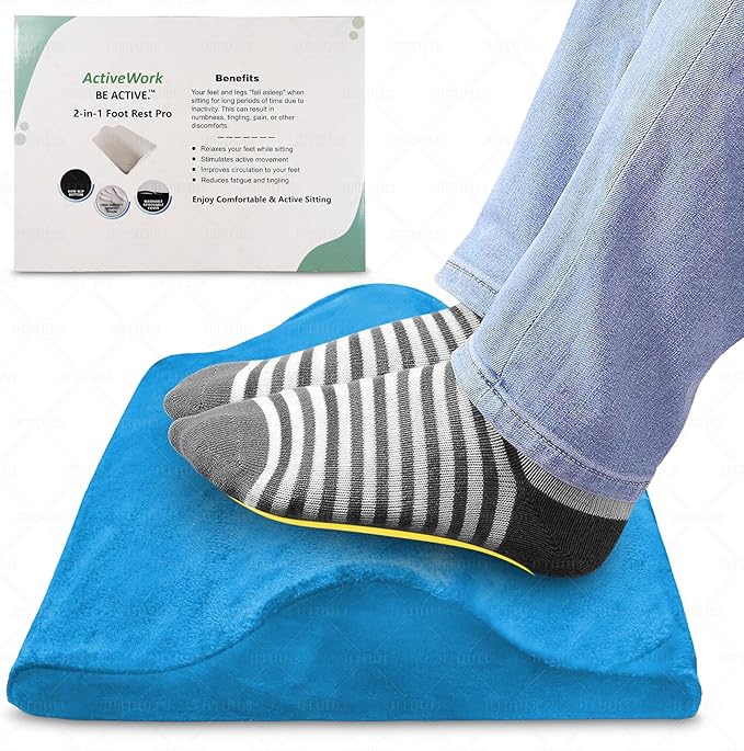 2-in-1 Portable Foot Rest Pro - Extra Large - Foot Rest & Foot Leg Exerciser - Improve Circulation & Relax Exercise Massage Foot Under Desk Work Office Chair, Gaming & Home - Seniors (Gray)