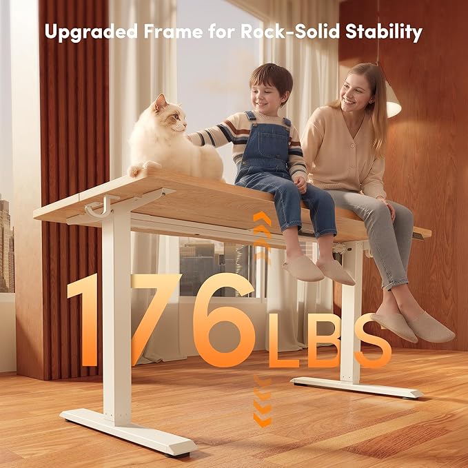 FEZIBO Electric Standing Desk, 55 × 28 Inches Height Adjustable, Sit and Stand Up, Home Office Computer Desk (Maple)