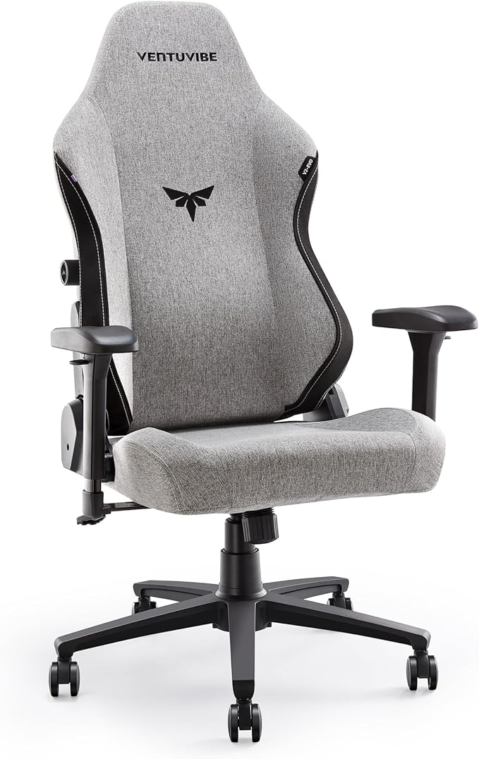 Gaming Chair - High Back Ergonomic Computer Chair with Lumbar Support, Video Game Chair-4D Adjustable Armrests,170° Reclining & 320lb Capacity,Fabric,Gray