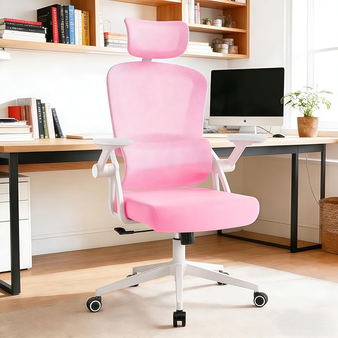 Ergonomic Office Chair - 350LB Comfy Desk Chairs with Adjustable Headrest and Lumbar Back Support, Mesh Computer Chairs with Wheels and Arms for Home Office, Study