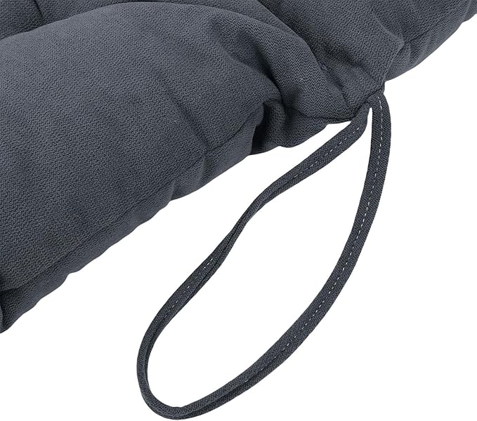 Seat Cushion with Back Support, 31.5 Inch Chenille and PP Cotton Integrated Chair Pad with Fixed Strap for Office Desk and Dining Chairs (Black)