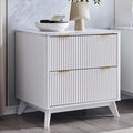 T4TREAM 2 Drawer File Cabinet, 32" Fluted Lateral File Cabinet w/Files Hanging Rod for Letter/Legal/A4, Large Tabletop for Printer, Office Wood Printer Cabinets, White (Gen 2)