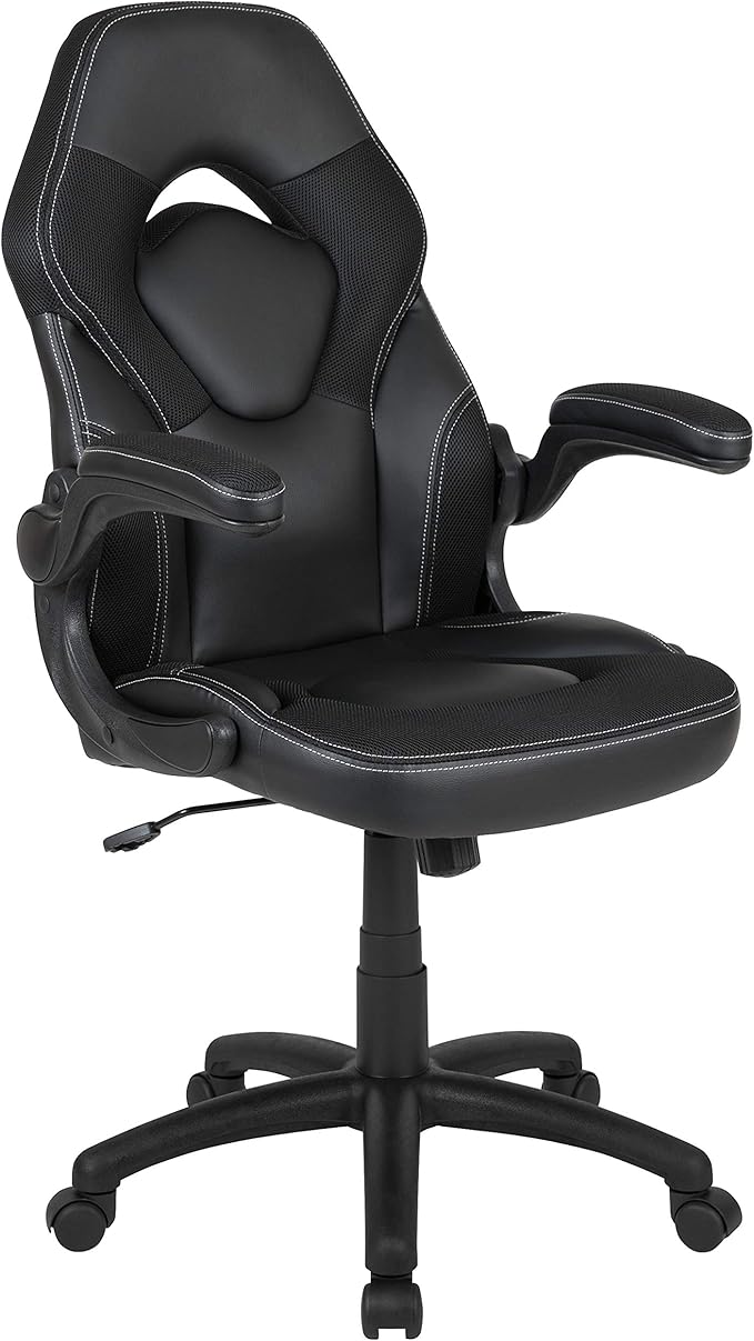 Flash Furniture Black Gaming Desk and Black Racing Chair Set with Cup Holder, Headphone Hook, and Monitor/Smartphone Stand