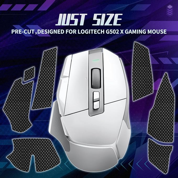 TALONGAMES Mouse Anti Slip Grip Tape Compatible with Logitech G502 X Wired / G502 X Wireless Gaming Mouse, Palm Sweat Absorption, Thin 0.5mm, Cut to Fit, Easy to Apply, Mouse Skin
