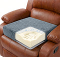 Medium-Soft 20x20x5 Memory Foam Recliner Chair Seat Cushion for Long Sitting - Armchair Pad with Washable Velvety Cover with Waterproof Layer & Non-Slip Base for Seniors & Elderly - Gray