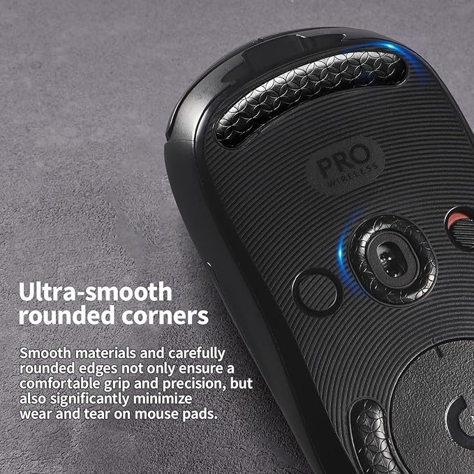 Smooth Gliding Mouse Skates for Logitech G Pro Wireless Gaming Mice Feet Replacement(PTFE,Black) Rounded Edges Ultra-Smooth and Durable Mice Slider for G Pro Wireless