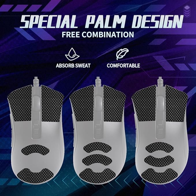 TALONGAMES Mouse Anti Slip Grip Tape Compatible with Razer DeathAdder V2 / DeathAdder V2 Pro Gaming Mouse, Palm Sweat Absorption, Thin 0.5mm, Cut to Fit, Easy to Apply, Mouse Skin