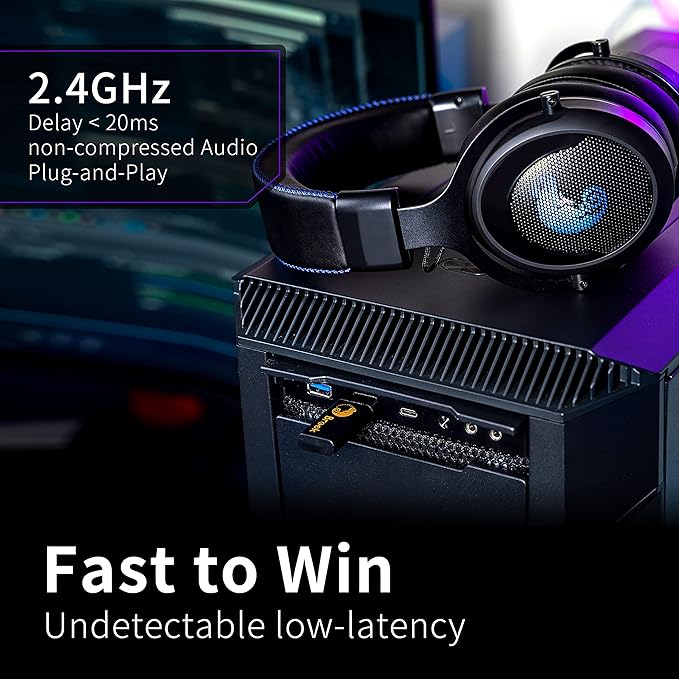 Brook 2.4GHz Wireless Headset - Cross-Platform Wireless Gaming Headset for PS5, PS4, PC, Mac, Android, and NS, Low Latency (with Extra Earpads)