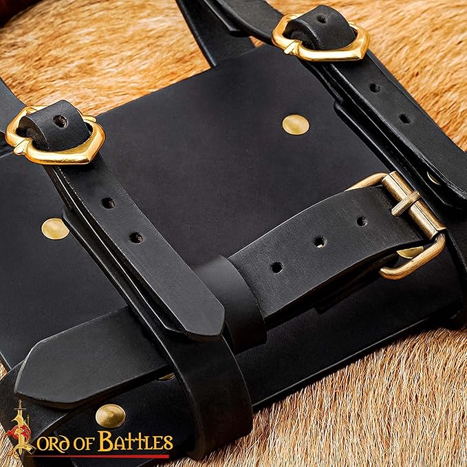 Lord of Battles Adventurer's Book or Diary Holder Handcrafted from Genuine Leather 11 x 8 Inch (Black)