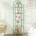 Hzuaneri Bookcase Bookshelf, Tempered Glass Bookshelves, Slim Shelving Unit for Bedroom, Bathroom, Home Office, Steel Frame, 5 Tier Green BC05099C
