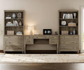 WAMPAT Home Office Furniture Set, 56'' Executive Desk with Charging Station, 72" Tall Bookcase with 6 Drawers, Wood Computer Desk with File Cabinet Storage, Open Shelf, Wash Grey
