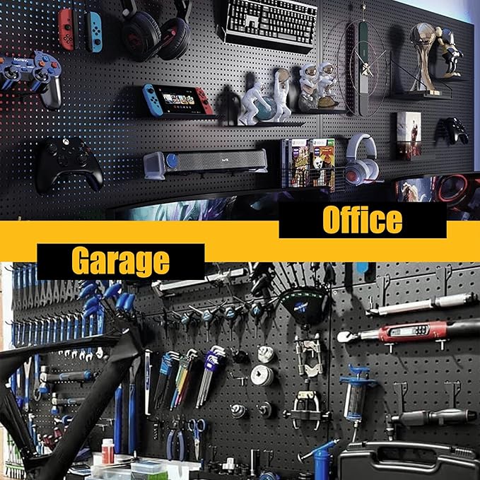 Spampur Peg Board, 8 Pack Metal Pegboard Panels Black Pegboards Wall Organizer, Peg Board for Walls Home, Garage Tool Storage, Office Organization, Kitchen, Craft Room