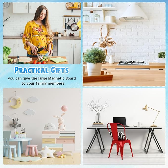 Mooliwe 6 Pieces 36 Inch Frameless Magnetic Stainless Iron Board Strips Bulletin Bar Magnetic Wall Board Memo Strip Set with 48 Pieces Colorful Magnets for School Office Home