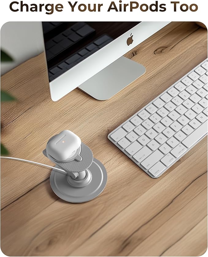 COOPER 360 MagBase, Stand for Apple MagSafe Charger (Not Included) MagSafe Charger Stand for iPhone 17 Pro Max, iPhone 16, 15,14,13,12, AirPods Charging, Standby Mode, 360° Rotation (Space Grey)