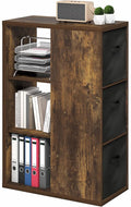 Furinno Viola Book Shelf, 3-Tier Bookshelf, Cube Storage Organizer Bookcase with Open Shelf, with Storage Bins, 13.6 x 29.3 x 43.8, for Living Room, Bedroom, Home Office, Amber Pine/Black