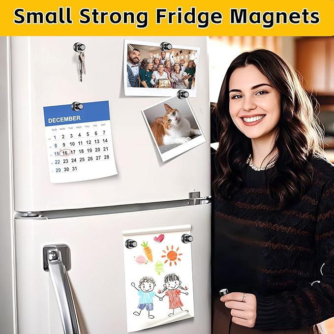 40 Pcs Fridge Magnets, Refrigerator Magnets, Small Strong Magnets, Whiteboard Magnets for Fridge, Magnetic Push Pins for Locker, Kitchen Decor and Accessories, Office, Classroom Organization