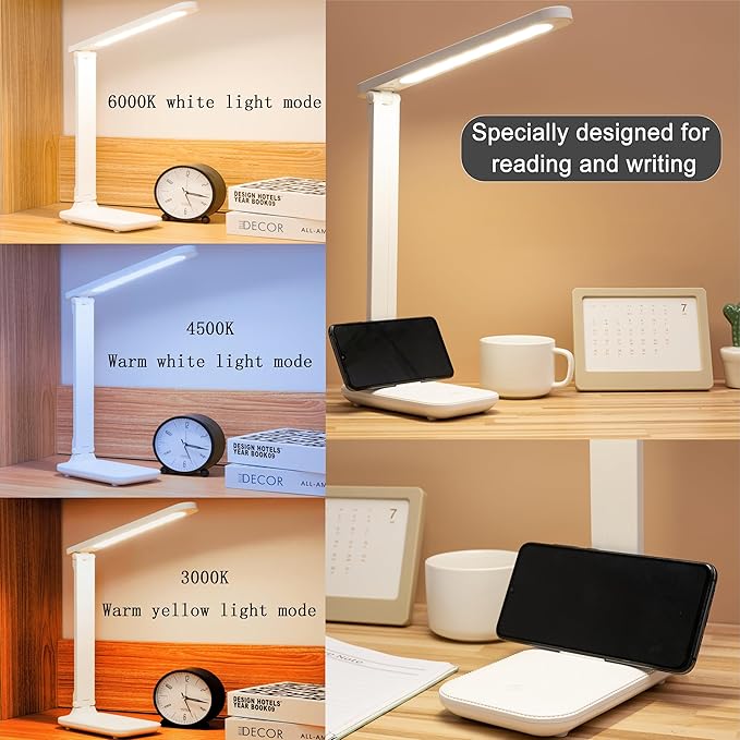R RUCKERCO Led Desk Lamp Dimmable Desk Light Reading Lamp 3 Lighting Modes, Eye Protection Accessories, Study Desk Lamp Equipped USB Charger Suitable for Home Office is for Gift Giving