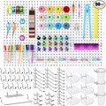 INCLY 90PCS Metal Peg Board Kit with 1/4" Pegboard Accessories, 6 Pack White Peg Board Panels, Bins, Cups and Peg Board Hooks, Paper Towel Holder,Pegboard Wall Organizer for Craft Room, Office, Sewing