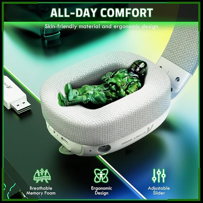 MAMBASNAKE×Attack Shark L80PRO Gaming Headset, Lightweight Over-Ear Gaming Headphones,Wired/BT/2.4G Wireless,Dual Microphone Stereo Surround Sound Low Latency for PC/Smartphone/Laptop/Tablet-White