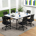 Tangkula 60" Conference Desk Set of 2, Modern Boardroom Desk with Storage Bag, Headphone Hook, Sturdy Metal Frame, Rectangular Seminar Table with Charging Station