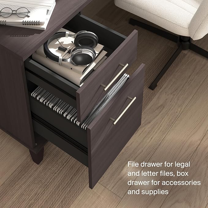 Bush Home Somerset 72W 3 Position Sit to Stand L Shaped Desk with Hutch in Storm Gray | Adjustable Height Table for Home Office
