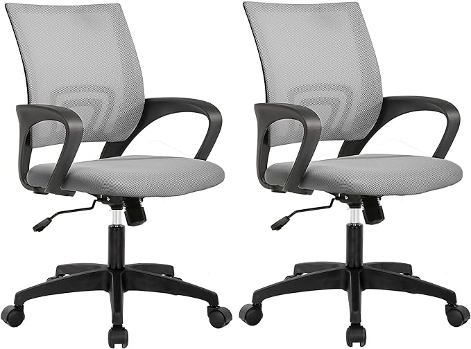 PayLessHere Home Office Chair Desk Computer Chair Adjustable Ergonomic Chair Lumbar Support Armrest Executive with High Density Mesh 360 Degree Swivel Chair for Adults Chair (Pack of 2, Grey)