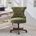 HUIMO Home Office Chair Upholstered Armless Desk Chair with Wheels Adjustable Height Computer Desk Chair with Wooden Legs Comfortable Swivel Chair for Home Office Study Studio (Green)