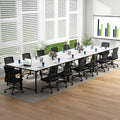 Tangkula 60" Conference Desk Set of 6, Modern Boardroom Desk with Storage Bag, Headphone Hook, Sturdy Metal Frame, Rectangular Seminar Table with Charging Station