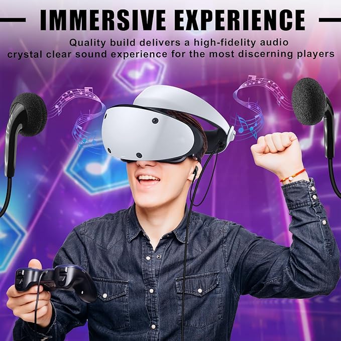 PSVR2 Earbuds Replacement, 3D Audio Crystal Sound Noise Cancellation Gaming Headsets fits for PlayStation VR 2,Black