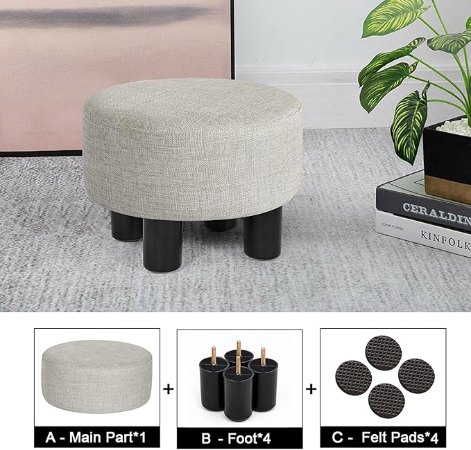 Joveco 12.4" Foot Rest for Under Desk Round Stool for Home and Office (Light Grey)