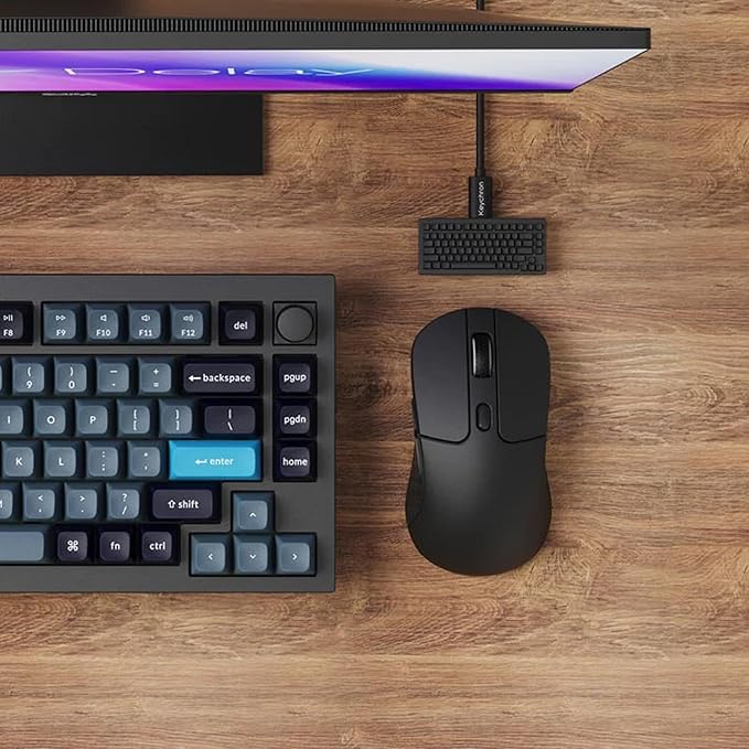 Keychron M3 Wireless Gaming Optical Mouse, Tri-Mode 2.4 GHz/Bluetooth 5.1/Wired, PixArt PAW 3395 Sensor, 4000Hz Polling Rate, 79g Lightweight Programmable Macro Button for Windows PC/Mac - Black