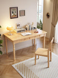 39.4in Country Desk and Chair Set, Home Office Computer Desk with Ergonomic Office Chair, Wooden Writing Desk Study Table, for Bedroom, Office or Student Workstation(Nature,39.4'' x 23.6'' x 29.5'')