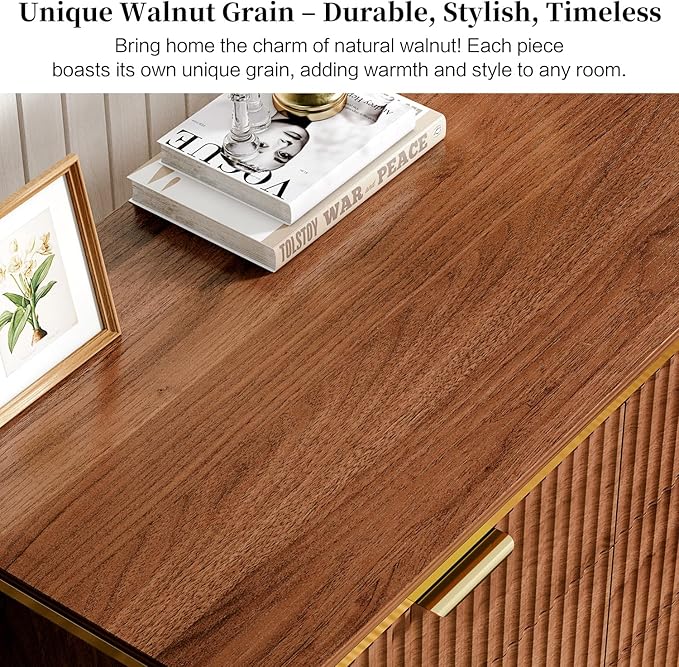 Ieejdn L Shaped Standing Desk,47" Home Office Desks, Executive, Farmhouse Computer Desk with 6 Drawers File Drawer, Rustic Computer Writing, Walnut