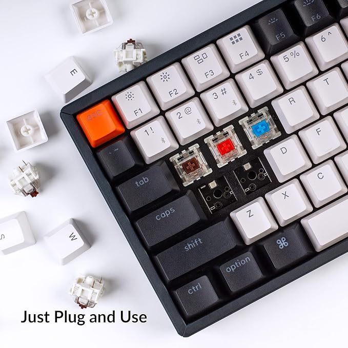 Keychron K2 75% Layout 84 Keys Hot-swappable Bluetooth Wireless/Wired Mechanical Keyboard with Keychron Super Brown Switch/Double-Shot Keycaps/RGB Backlight/Aluminum Frame for Mac Windows Version 2