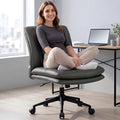 NYPOT Armless Desk Chair with Wheels for Criss Cross Sitting - Cross Legged Wide Armless Chair - Adjustable Vanity 360° Swivel Stool and 120° Rocking Wide Seat Comfy for Home and Office, Color Grey