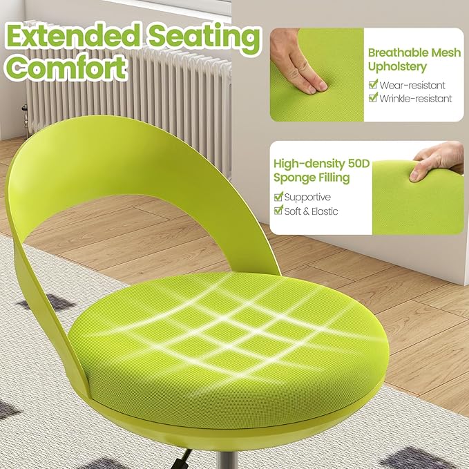 Giantex Drafting Chair Set of 2 with Back, Tall Office Chair with Footrest & Adjustable Height, Ergonomic Standing Desk Chair for Counter Height Desk, Home Kitchen, Green