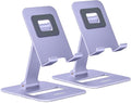 Nulaxy 2 Pack Dual Folding Cell Phone Stand, Fully Adjustable Phone Holder for Desk, Compatible with iPhone 16 15 14 13 12 11, Nintendo Switch, All Phones, Purple