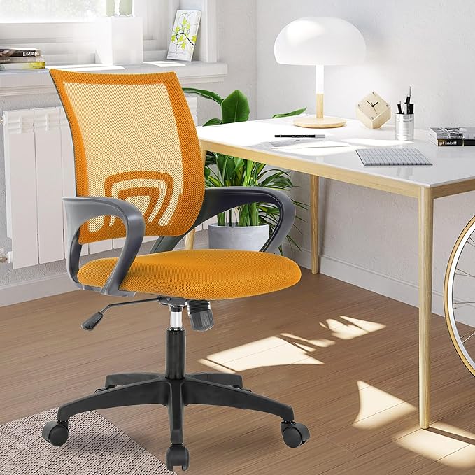 PayLessHere Home Office Chair Desk Computer Chair Adjustable Ergonomic Chair Lumbar Support Armrest Executive with High Density Mesh 360 Degree Swivel Chair for Adults Chair (Pack of 2, Orange)
