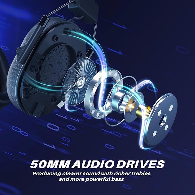 Wireless Gaming Headset for PS5 PS4, Bluetooth 2.4GHz Headphones with Noise Cancelling Mic, 23ms Low Latency Audio, 50+ Hrs & Surround Sound Memory Foam for Switch, Laptop, Mobile, Mac (rgb black)