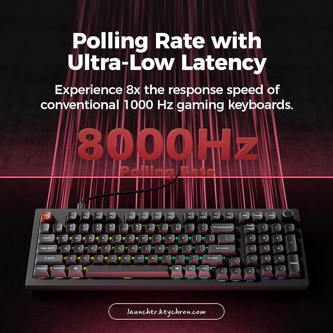 Keychron V5 Ultra 96% Wireless Mechanical Keyboard with 8000Hz Polling Rate & NKRO, Hot-Swappable RGB, Brown Switches, 97 Keys, 2.4GHz/Bluetooth/Wired, OSA PBT Keycaps, for Mac/Win/Linux- Black