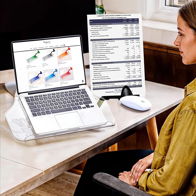 MemoScape PRO Adjustable in-Line Document Copy Holder for Desk - Help Boost Productivity and Reduce Neck Strain - Paper Holder Stand for Desk - Office & Home Organization Accessory - Black