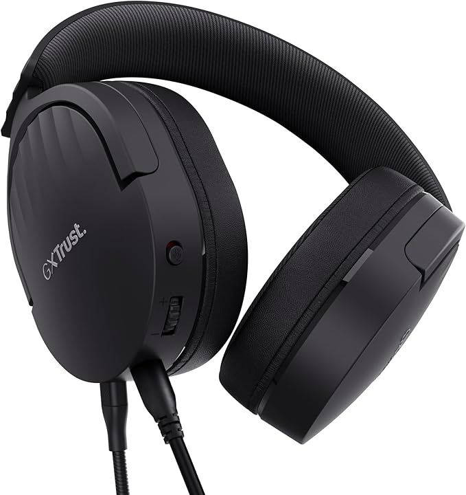 Trust Gaming GXT 489 Fayzo Gaming Headset for PC, PS5, PS4, Xbox Series X|S, Switch, Mobile, 3.5 mm Jack, 85% Recycled Plastics, Over-Ear Wired Headphones with Noise Cancelling Microphone - Black